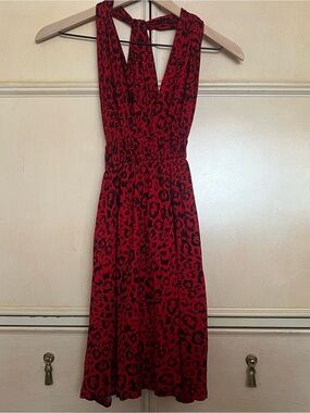 Lux Red and Black Animal Print Midi Dress